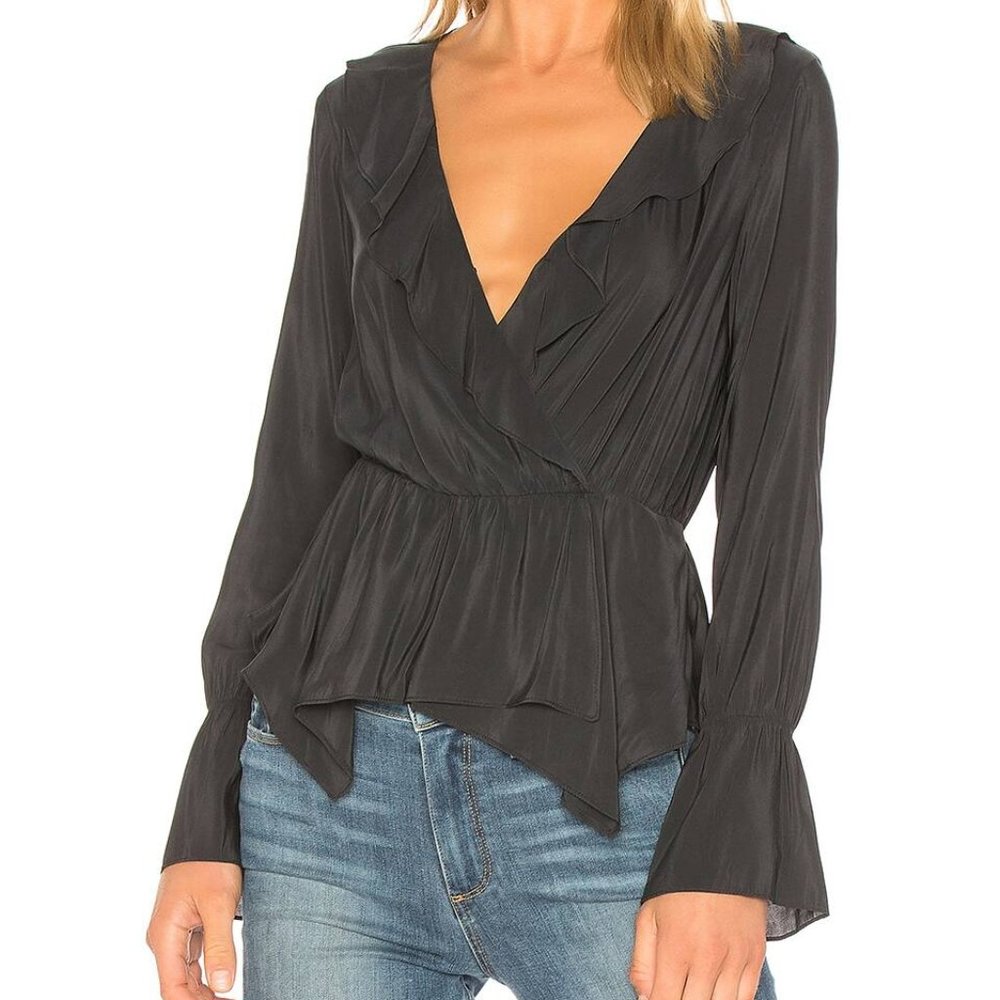 BCBGeneration Black Ruffle Blouse